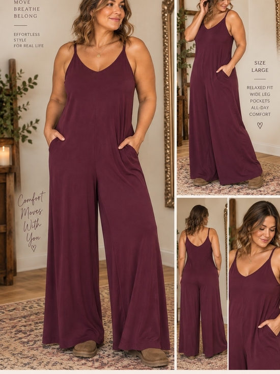 Athleta Pants - Athleta Nighttime Bliss Sleep Romper Plum V Neck Wide Leg